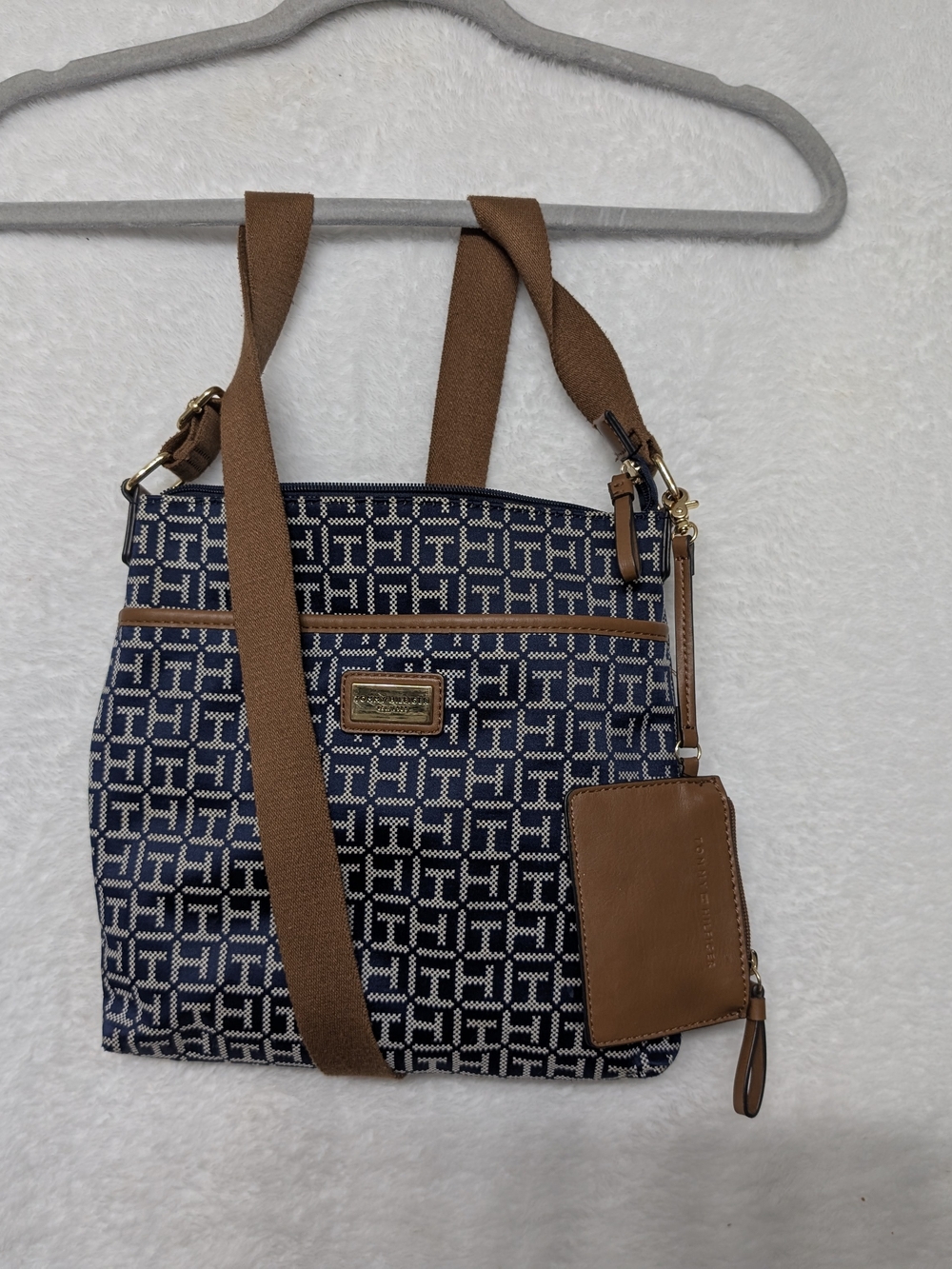 Tommy Hilfiger Navy and Brown Crossbody Tote